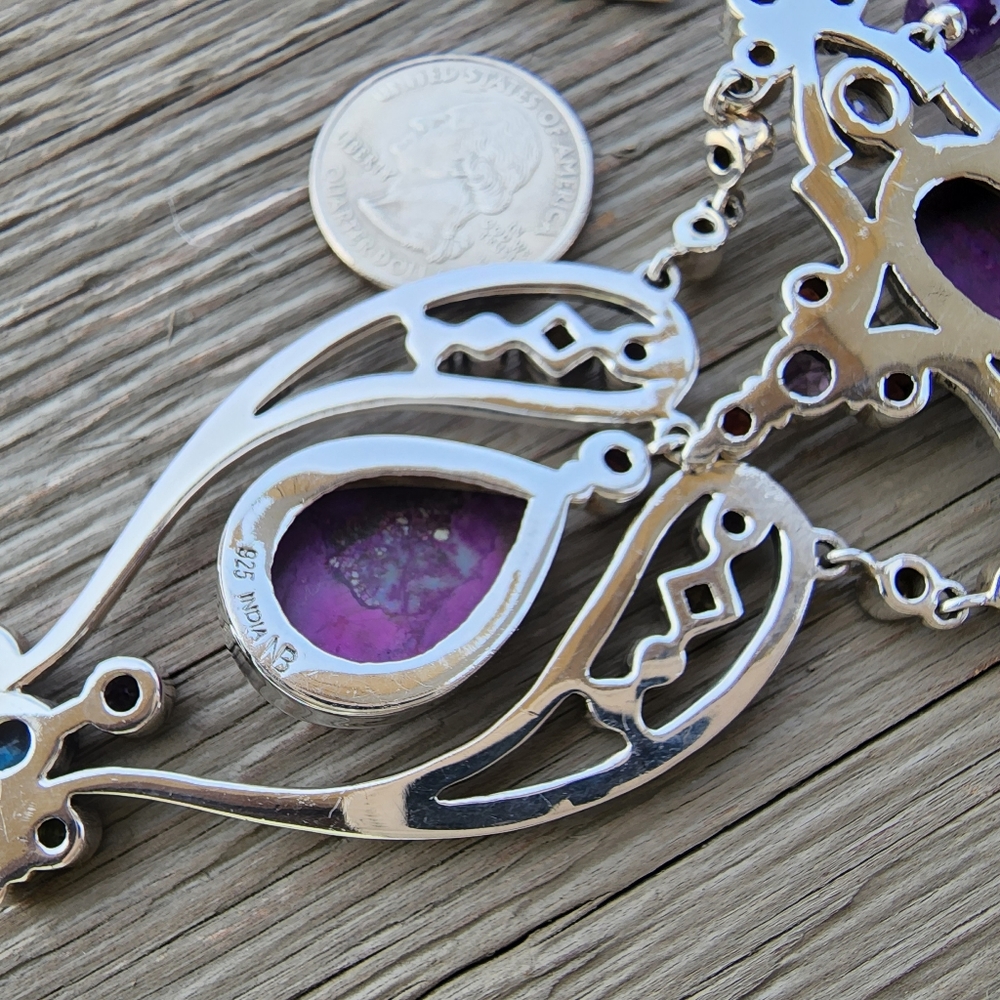NICKY BUTLER RAJ Limited #35/75 Multi Gemstone NB Necklace 925 Sterling Silver - Picture 7 of 14